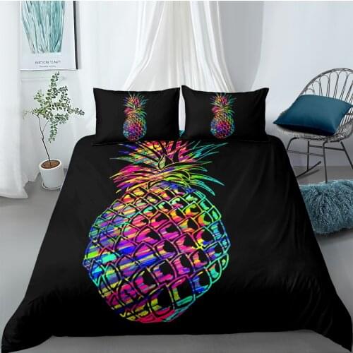 3D Pineapple Design Duvet Cover Sets Bedding Set Comforter Covers Pillow Covers Full Twin Single Double Size Black Home Texitle