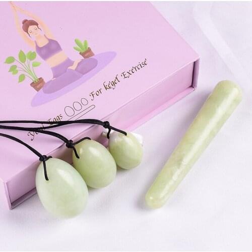 Yoni Egg Natural Xiuyan Jade Massage Wand Set Stone And Mineral Ball Kegel Exercise Pelvic Floor Muscle Vaginal Health Care Tool