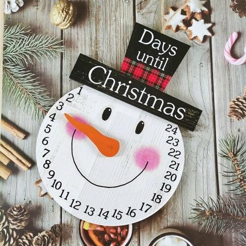 Christmas Door Ornaments New Indoor Hanging Snowman Advent Calendar Wooden Wall Door Decoration Christmas Countdown Supplies