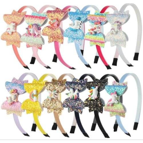 New color green onion powder Glitter bow headband party unicorn headband hair accessories