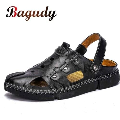 2019 Genuine leather casual men sandals Quality Design Outdoor Classic Rome beach adult men summer Sneakers shoes size 38-46