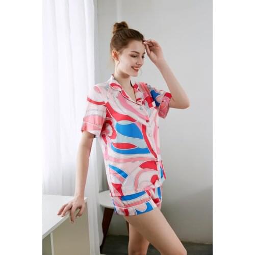XiberylS Silk Pajamas Set Women Ladies Sleepwear Luxury Natural Short Womens Clothing