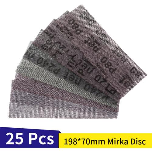 25 Pcs Dust Free Mesh Sanding Paper Auto Net Anti Blocking Dry Grinding Hook Loop 198 x 70 MM Sanding Discs 80-320 Grits