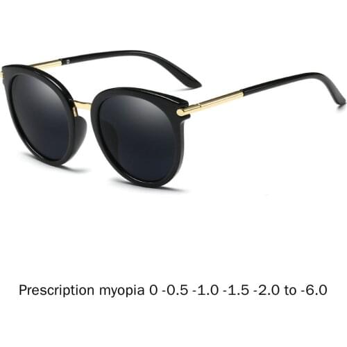 MINCL / Fashion Female Round Polarized Sunglasses Women Luxury Driving Myopia Eyeglasses Female Myopia Eyewear with Box NX