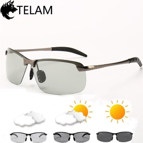 Photochromic Sunglasses Men Polarized Chameleon Discoloration Sun glasses for men Driving Sunglasses rimless square sunglasses