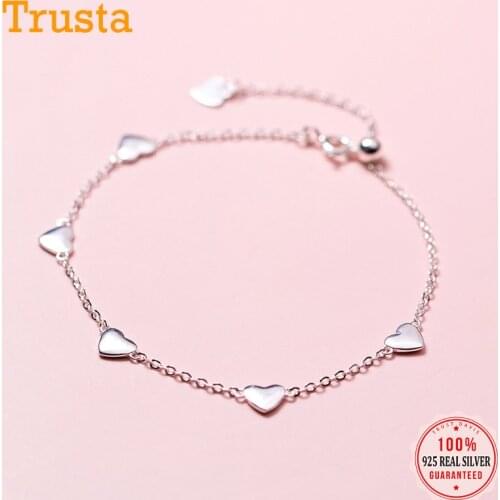 Trustdavis Genuine 925 Sterling Silver Fashion Sweet Romantic Heart Bracelet For Women Wedding Valentines Day Jewelry DB462