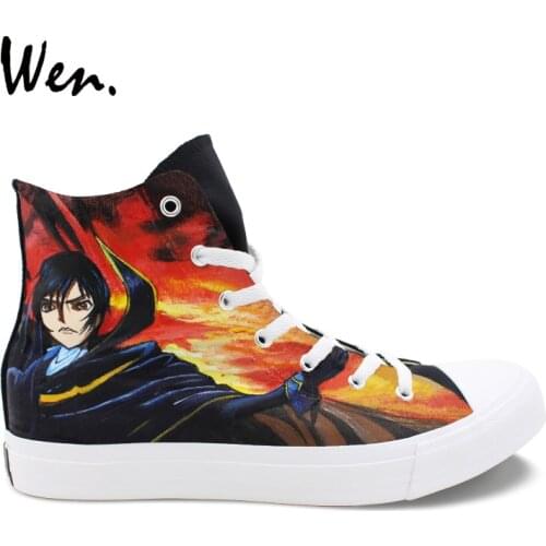 Wen Men Women Sneakers Anime Design Code Geass Hand Painted Custom Shoes Canvas High Top Shoes Boys Girls Sport Shoes