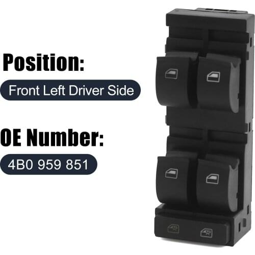 X AUTOHAUX 4B0959851 Front Left Electric Power Window Switch For Audi RS6 S6 Allroad Quattro 2001-2005 A6 A6 Quattro 1999-2004