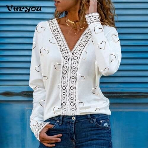 New Cold Shoulder Long Sleeve Casual TShirt 2021 Spring Letter Heart Printed Shirt Autumn Zip V-neck Stripe Patchwork Women Tops