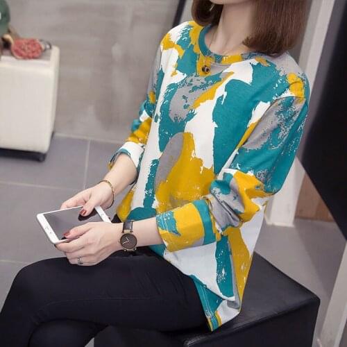 Woman Tshirts plus Size Womens Clothing Fall Clothing Loose Long-Sleeved T-shirt Womens Top Ropa Mujer Camisetas