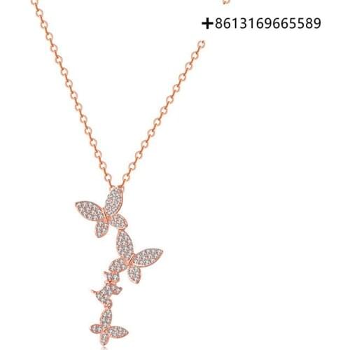 Fashion Boutique S925 Silver Monet Garden Collection Asymmetric Butterfly Long Pendant NecKLACE for Ladies