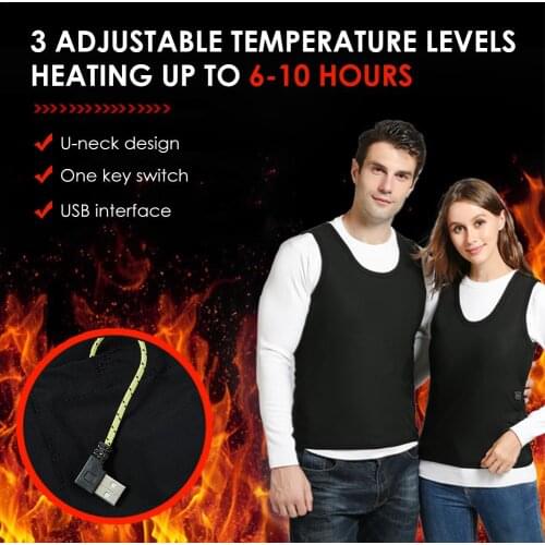 USB Smart Electric Heated Vest Warm 3 Adjustable Temperature Levels Abdomen Back Heating Vest For Outdoor Hiking Cycling Skiing