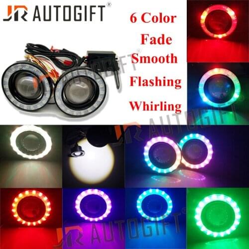 1Set 89mm 3.5 Inch Angel Eyes Fog Lights RGBW Led Car Headlight Lamp DRL Daytime running light Waterproof Projector Strobe LENS