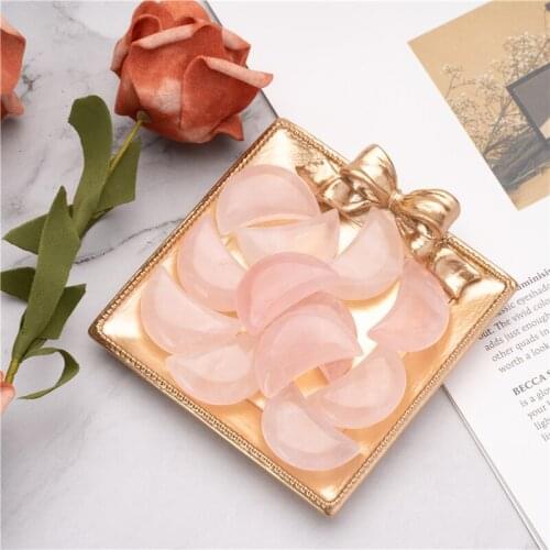 1pc Healing Minerals Beautiful Hand Carved Natural Pink Rose Quartz Crystal Moon Shaped Gemstone for face women