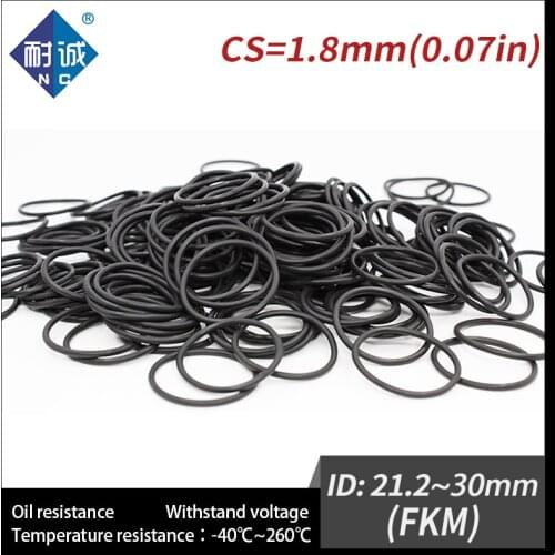 2PC/lot Rubber Ring Black FKM O ring Seals Rubber ORing Fuel WasherThickness 1.8mm ID21.2/22.4/23.6/25/25.8/26.5/28/30mm