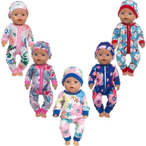 2021 Jumpsuit+Hat Doll Clothes Fit For 43cm baby Doll clothes reborn Doll Accessories