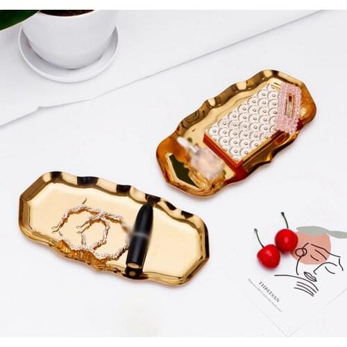 2021 Stainless Steel Snack Tray Creative Wave Metal Jewelry Trays Bedroom Desktop Cosmetic Storage Container Home Supplies