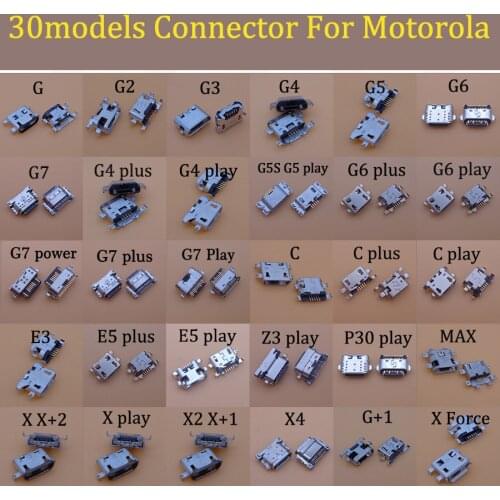30models Micro USB Charging Connector Socket Port For Motorola Moto G G2 G3 G4 G5 G6 G7 G5S plus play power C E3 E5 Z3 P30 MAX