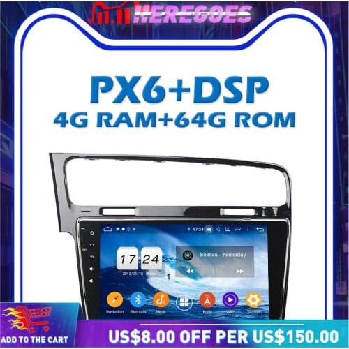 PX6 Car DVD Player DSP Android 10.0 4GB RAM + 64GB IPS A GPS Map RDS Auto Radio Wifi Bluetooth 5.0 For VW Golf 7 2013 2014 2015