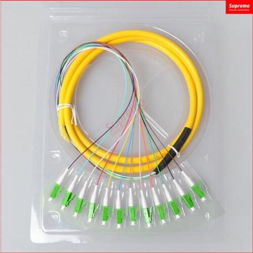 Free Shipping 12 Strand 9/125 Fiber Optic Pigtail 1.5m LC/APC Single Mode,12 fiber pigtail