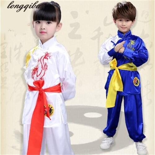 Childrens performance costumes long-sleeved men and women students tai chi practice kimono kung fu performance costumes TB7113