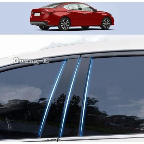 For Nissan Teana Altima 2019-2021 Car PC Material Pillar Post Cover Door Trim Window Piano Black Molding Sticker Plate 6pcs