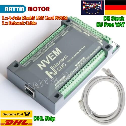 【EU Free Delivery】4 Axis NVEM CNC Controller 200KHZ Ethernet MACH3 Motion Control Card for Stepper Motor Servo motor