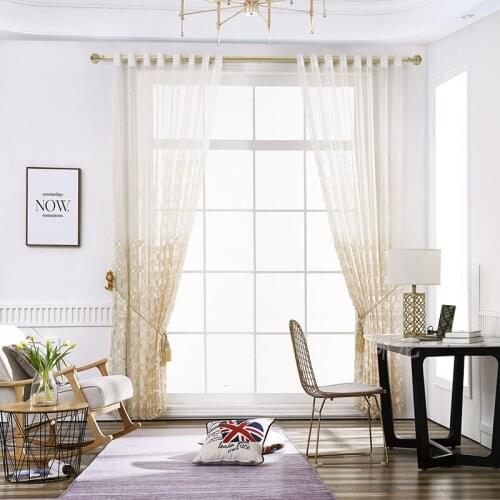 European Luxury Transparent Three-dimensional Embroidered Gauze Curtain Curtains for Living Dining Room Bedroom Balcony Tulle