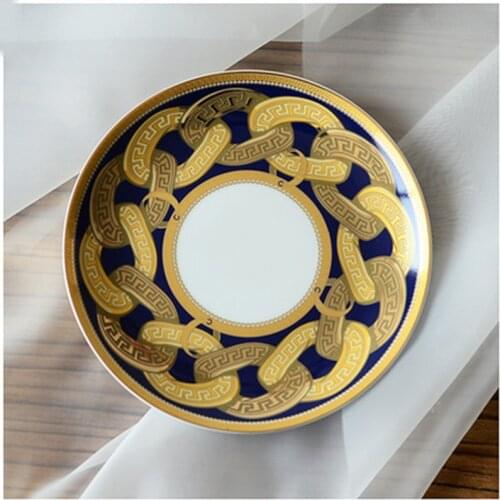 Porcelain Western Plate Dish Home Decoration Wedding Gifts Luxury Blue Old Man Portrait Bone China Dinnerware Set