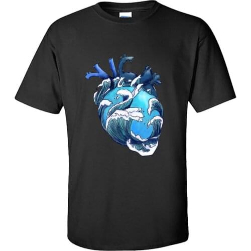 Heart Cardiac Waves Hokusai Tshirt Anatomy Psychology Resuscitation Graphic Men T Shirt Oversized Father Tee Shirt Free Shipping