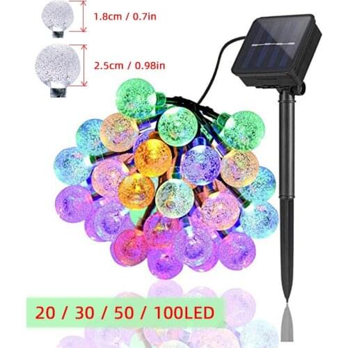 Solar Crystal Ball String20/30/50/100LED Fairy Lights Christmas Garland Outdoor Waterproof for Lawn Garden Patio Wedding Decor