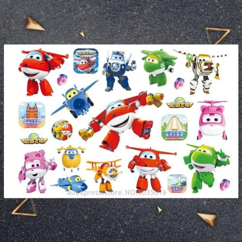 Hasbro Airplane man child sticker Children Cartoon Temporary Tattoo Sticker For Boys Cartoon Toys Waterproof Party Kids Gift