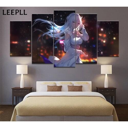 Home Decor Poster Hd Pictures Prints Canvas 5 Piece Modular Rem Re:Life In A Different World From Zero Anime Art Painting Framed