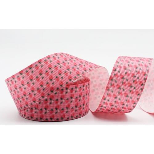 Pink Strawberry Pattern Printed Grosgrain Ribbon 3'' Design Custom​ Cartoon Logo for Hair Bows Sewing DIY Handmade Materials