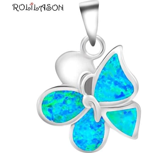 Beautiful Butterfly design High Quality blue Fire Opal Pendants stamped Silver Stamped Fashion jewelry Online OP350
