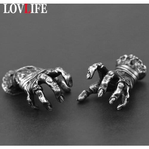 Brass Punk Pendants Devil Hands Figures Metal Car Key Chain Hanging Jewelry Vintage Skull Skeleton Hand Keychain Keyring Charms