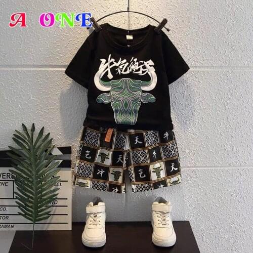 Summer boys set kids clothing children outfits t-shirt