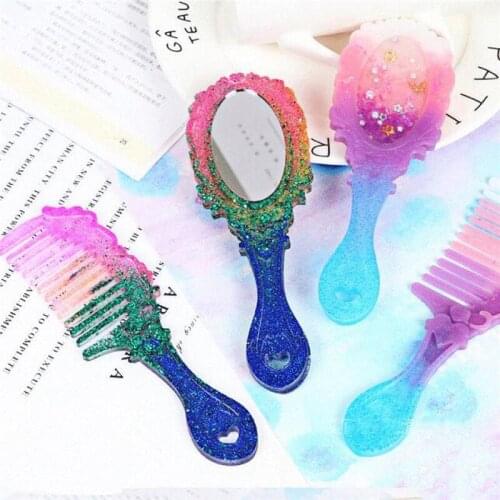 LOVE'N Custom LV012C DIY exoxy resin glue manual Mold Making cartoon adorable Makeup Mirror and hair comb silicone mold kit
