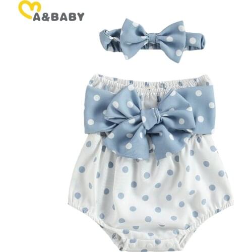 Ma&Baby 0-18M Summer Cute Newborn Infant Baby Girls Romper Bow Dot Jumpsuit Toddler Girl Sleeveless Playsuit Clothing