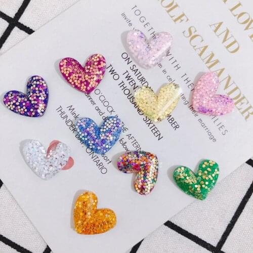 DIY Fashion Acrylic Flat Peach Heart Glossy Glitter Symphony Handmade Material Patch Earrings Hair Accessories 20pcs