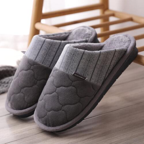 Men Autumn Winter Wind Slippers Home Shoes Thick Bottom Warm Big Code Cotton Slippers Keep Warm Comfortable Non-slip Wearproof
