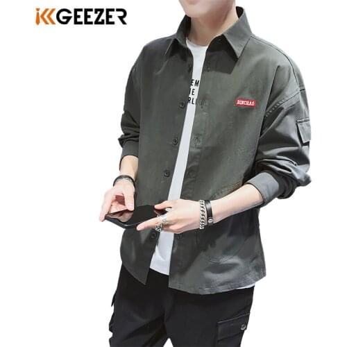 Men Shirt Long Sleeve Street Oxford Shirts Tooling Pocket Patchwork Japan Summer Cotton Loose Casual Tuxedo Formal Anti-wrinkle