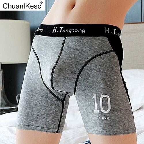 Mens Long Leg Shorts %95 Cotton Boxer Anti-wear Leg Fitness Shorts Breathable Track and Field Boxers