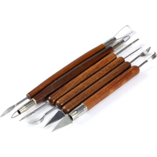 6pcs/set Sculpting Clay Carving Tools Set Wax Carving Pottery Tools Shapers Smoothing Polymer Modeling Ceramic DIY Hand Tool