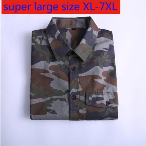New 2020 Super Large Spring Autumn Youth Men Camouflage Pure Cotton Long Sleeve Casual Shirts Plus Size XL2XL3XL 4XL 5XL 6XL 7XL
