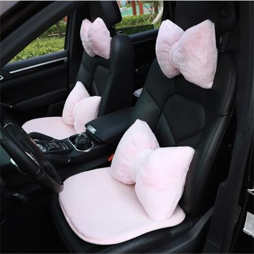 New Arrival 2020 Winter Plush Rabbit Fur Universal Warm Three -piece Car Seat Cushion Accessories