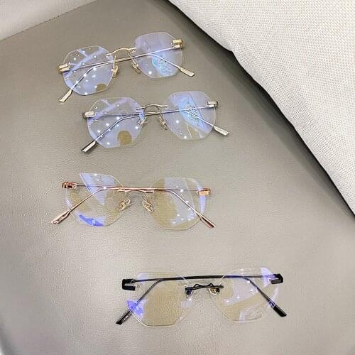 Clear Blue Light Blocking Rimless Glasses Clear Myopia Frameless Eyeglasses For Men Women Optical Spectacle Frames
