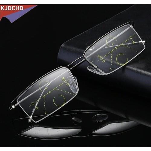 Titanium alloy MEN Women Asymptotically Multi-focal Progressive Reading Glasses Non spherical lenses reading glasses