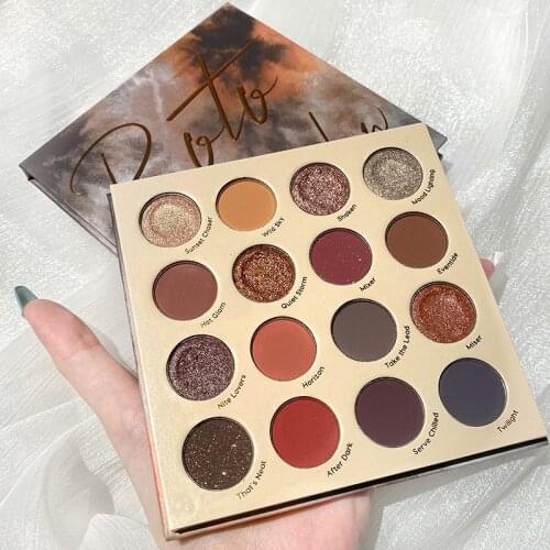 16-color Waterproof Eyeshadow Palette Pearly Sequins Shimmering Eyeshadow Matte Eye Plate Female Cosmetics Cute Makeup Palette