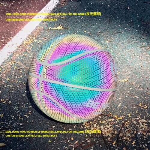 Size 7 Glowing Reflective Basketball Battery-free Light Up Basketball Glow Luminous Basketball Outdoor Children Toys Basketball
